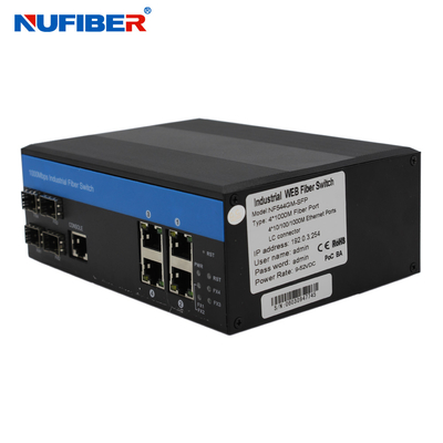 IP44 4 Port Managed Industrial Switch With 4 Sfp 4 KV Ethernet Surge Protection