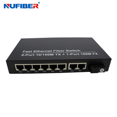 FCC Single mode Fiber Ethernet Switch DC5V 2A 8 Rj45 Port Switch