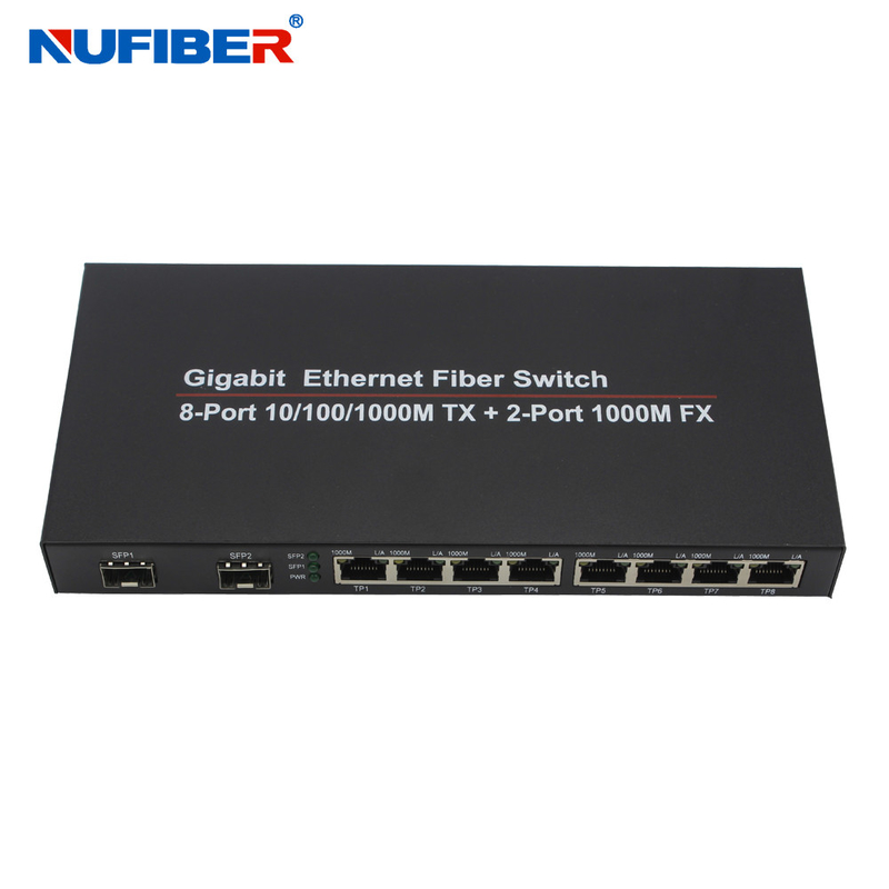 10/100/1000M 8-port Rj45+2 SFP port Fiber Optic Ethernet Switch Media converter