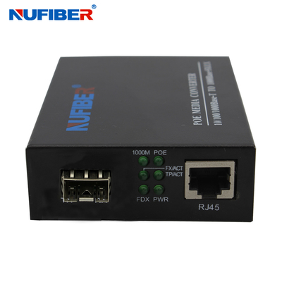 Gigabit Dual Fiber SC To RJ45 Media Converter POE 30w For CCTV IP Camera