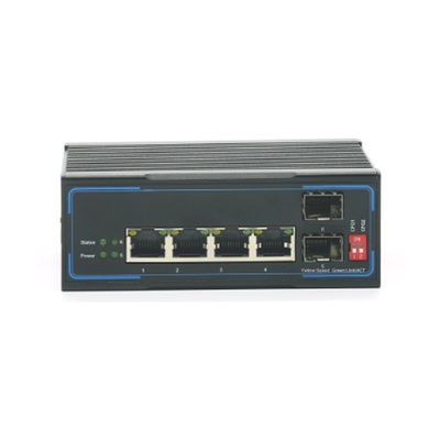 Managed Industrial Switch with 4*10/100/1000M UTP+2*1000M SFP port DIN-Rail,Support RSTP, Ring Network