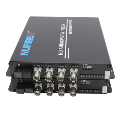 1080P Fiber Video Converter 4 channel Single Fiber SM 1310 / 1550nm FC For CCTV
