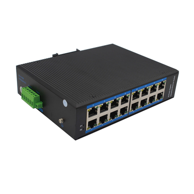 Unmanaged Industrial Ethernet POE Switch 16*10/100Mbps RJ45 Port Din Rail Mount DC48V