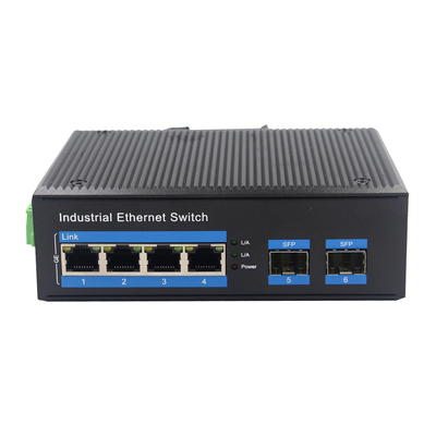 OEM Industrial SFP Ethernet Switch 10/100/1000M RJ45 4 Port to 2 1000M SFP Slot Media Converter DC24V