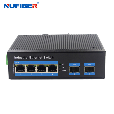 High Quality OEM Industrial POE SFP Ethernet Switch 2*1.25G SFP to 4*10/100/1000M RJ45 Port Din Rail Switch