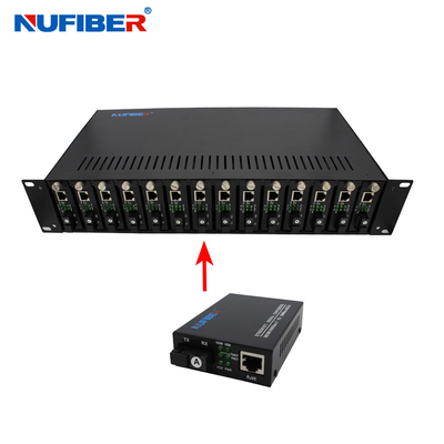 Media Converter Chassis 14Slots 2U 19'' Chassis for 10/100M 10/100/1000M Standalone Media Converter DC5V12A