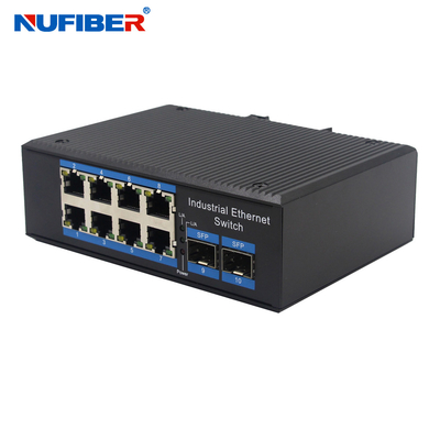 1000M Industrial Fiber Ethernet switch 8 Rj45+ 2x1000M SFP Slot with Din-rail wall mount