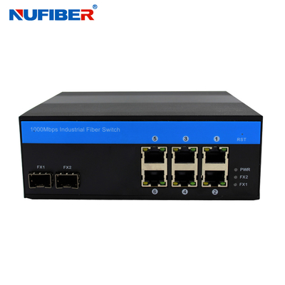 OEM ODM Managed Industrial Switch 6 UTP 2 SFP Port Rohs Approved