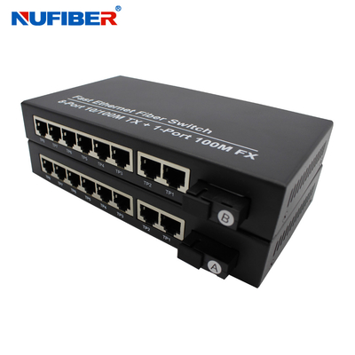 FCC Single mode Fiber Ethernet Switch DC5V 2A 8 Rj45 Port Switch