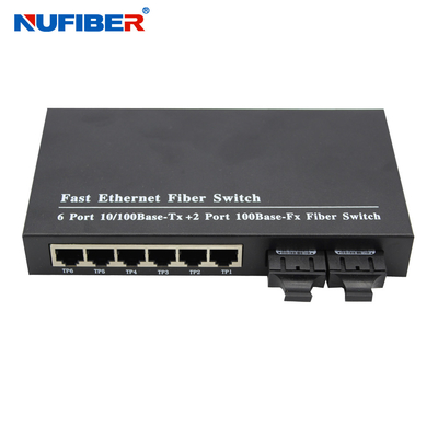 10/100M 6 port rj45+2 fiber port dual fiber SM 1310nm 20km optical fiber ethernet switch