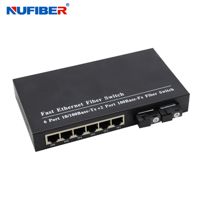 10/100M 6 port rj45+2 fiber port with single fiber SC 1310nm/1550nm 20km optical fiber ethernet switch
