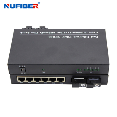 10/100M 6 port rj45+2 fiber port with single fiber SC 1310nm/1550nm 20km optical fiber ethernet switch