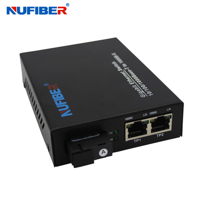 Gigabit Fiber Ethernet Switch Converter With 2 Rj45 1 Fiber Port