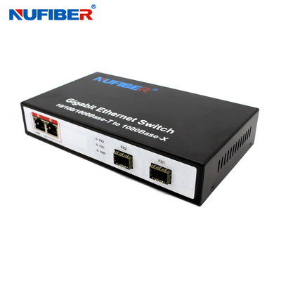 10/100/1000M 2-port Rj45+2 SFP port Fiber Optic Ethernet Switch Media converter