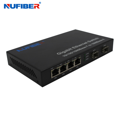 10/100/1000M 4-port Rj45+2 SFP port Fiber Optic Ethernet Switch Media converter
