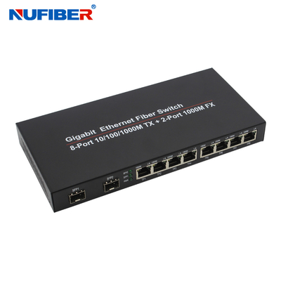 10/100/1000M 8-port Rj45+2 SFP port Fiber Optic Ethernet Switch Media converter