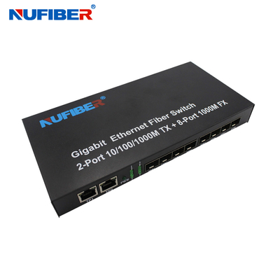 10/100/1000M 8-port SFP+2 Rj45 port Fiber Optic Ethernet Switch Media converter