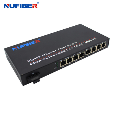 1000M 8 Port Rj45 Fiber Ethernet Switch 1310nm 20km OEM ODM Supported