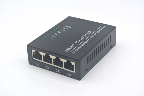 Iron case UTP Fiber Ethernet Switch , 10 100Mbps 4 Port Ethernet Switch