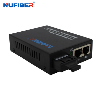 2 UTP Port Fiber Ethernet Switch Iron Case Material EEE802.3x Standard