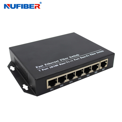 7 RJ45 Port Fiber Ethernet Switch Single Mode 20KM Distance