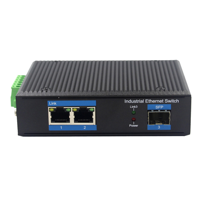 SFP To 2 UTP Din Rail Industrial Ethernet Switch 10/100/1000M