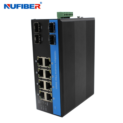 DIN Rail 24V 4 SFP To 8 RJ45 Industrial Managed SFP Switch