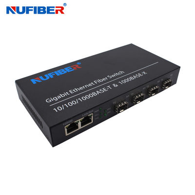 4 1000M To 2 SFP Port Gigabit Ethernet Switch With Iron Case