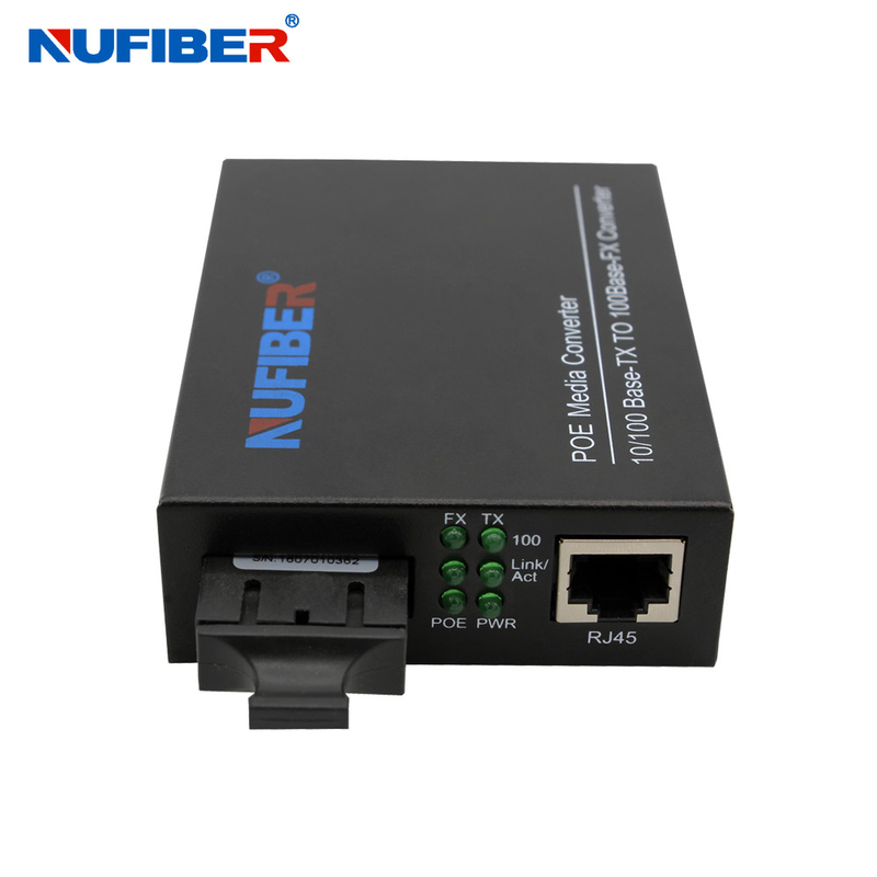 SM Duplex SC POE Fiber Media Converter 10/100Base POE Tx to 100Base Fx