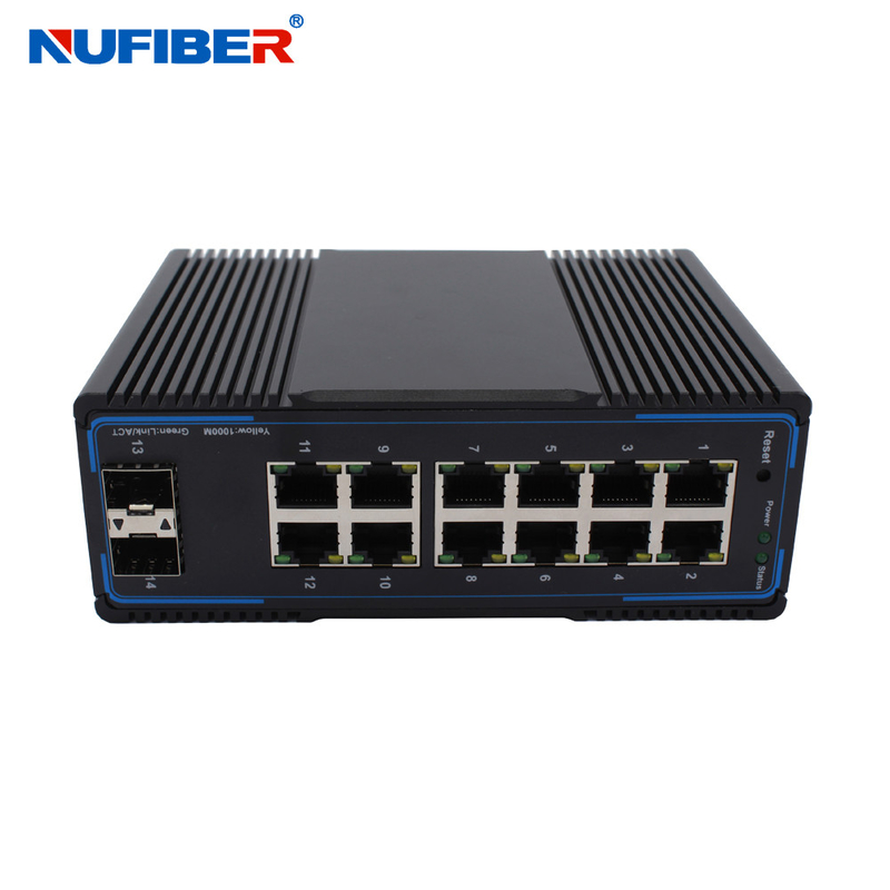 Layer 2 Industrial Managed SFP Switch 2x1000M SFP Port To 12x10/100/1000M UTP Port