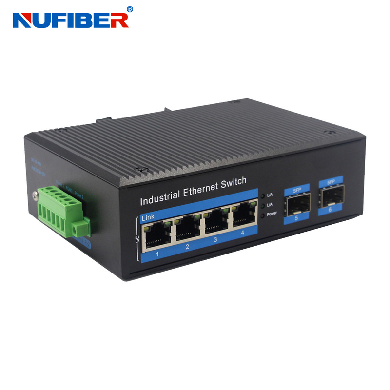 DC24V Power Supply Gigabit SFP Ethernet Switch Industrial 2 SFP 4 UTP Port