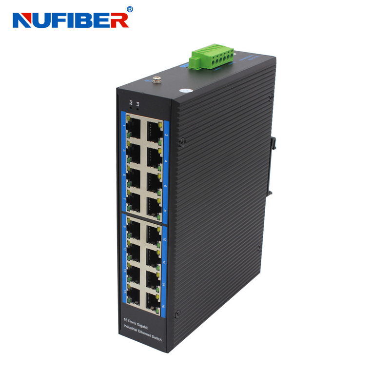 IP40 Outdoor Industrial Ethernet Switch 16 Port 1000Mpbs Din Rail Mount