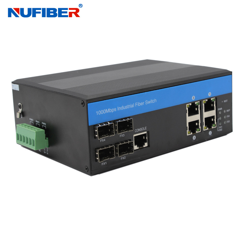 IP44 4 Port Managed Industrial Switch With 4 Sfp 4 KV Ethernet Surge Protection