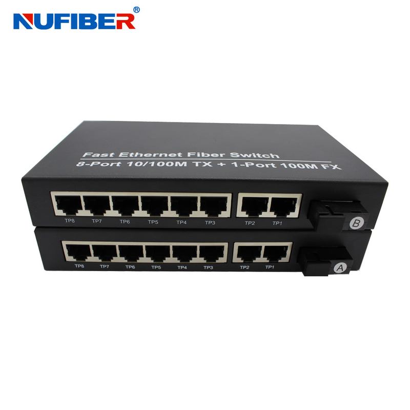 FCC Single mode Fiber Ethernet Switch DC5V 2A 8 Rj45 Port Switch
