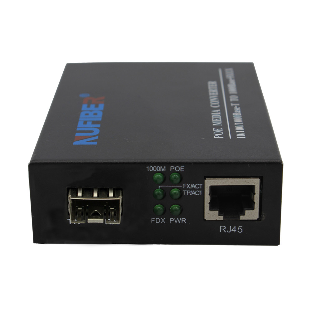 SFP To UTP POE Fiber Media Converter , POE Fiber To RJ45 Media Converter