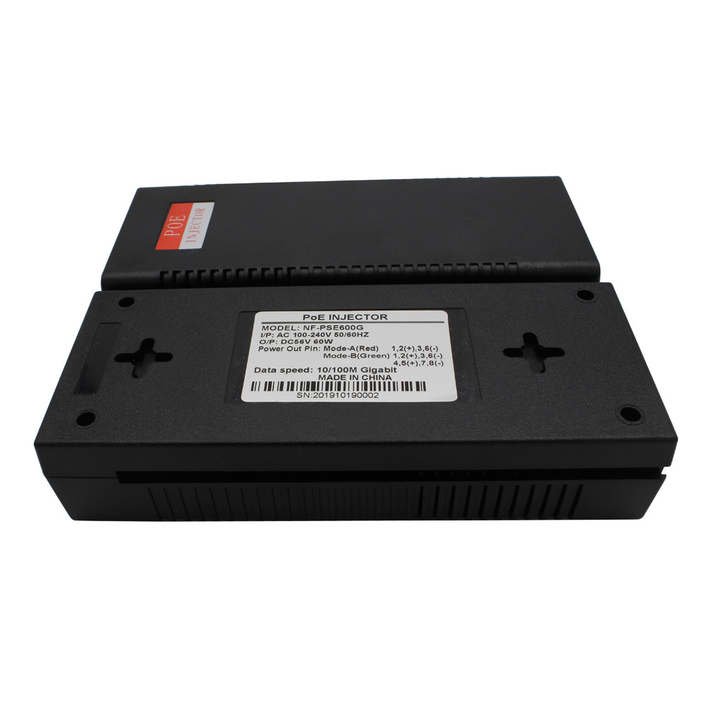 56V 500mA 10 / 100 / 1000Mbps Gigabit POE Injector For IP Camera / Phone