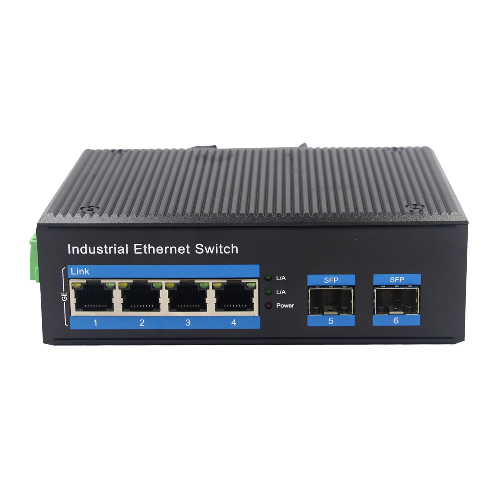 OEM Industrial SFP Ethernet Switch 10/100/1000M RJ45 4 Port to 2 1000M ...