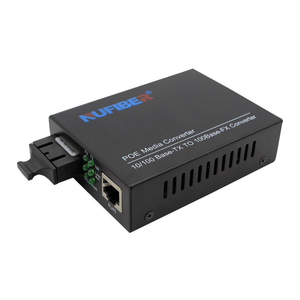 Industrial Poe Media Converter Duplex Single Mode 1310nm 20km SC